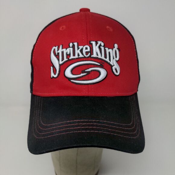 Strike King Fishing Lure Strapback Hat Red Black OSFM Embroidered Logo - Picture 3 of 12